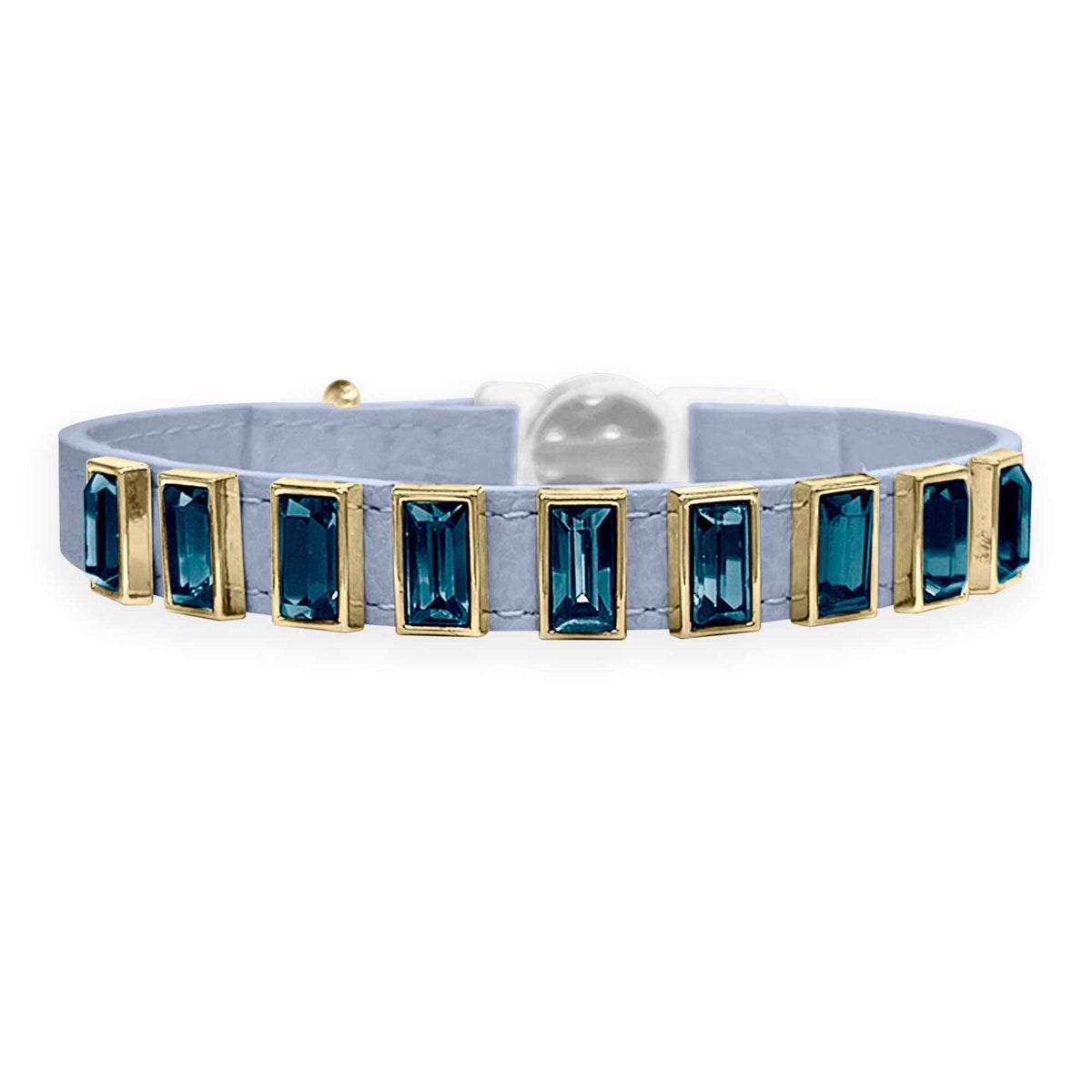 Coleira para Gato em Couro com Strass Retangular | Ivy