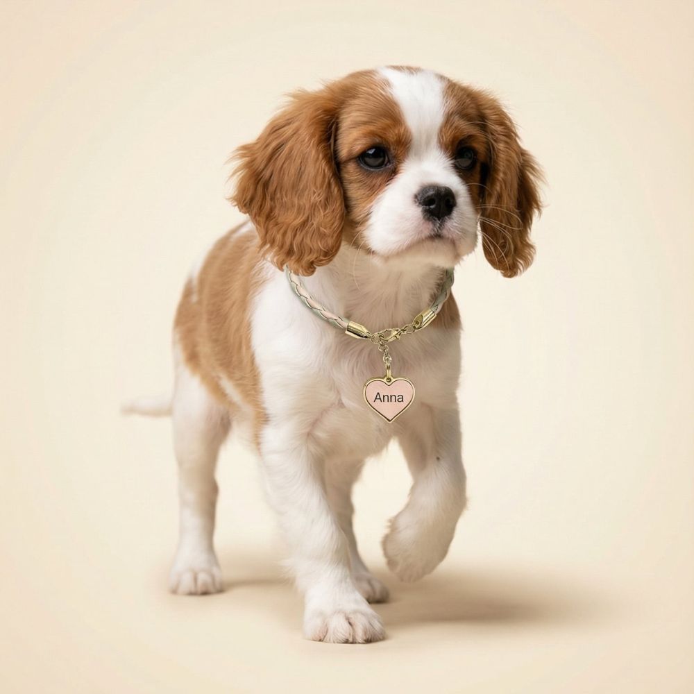 Colar Pet Personalizado em Couro Trançado | Fifi