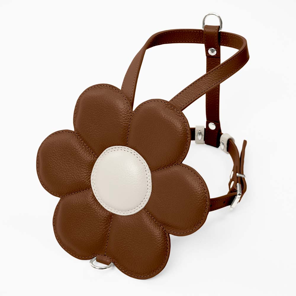 Peitoral de Couro para Cachorro com Flor | Florence