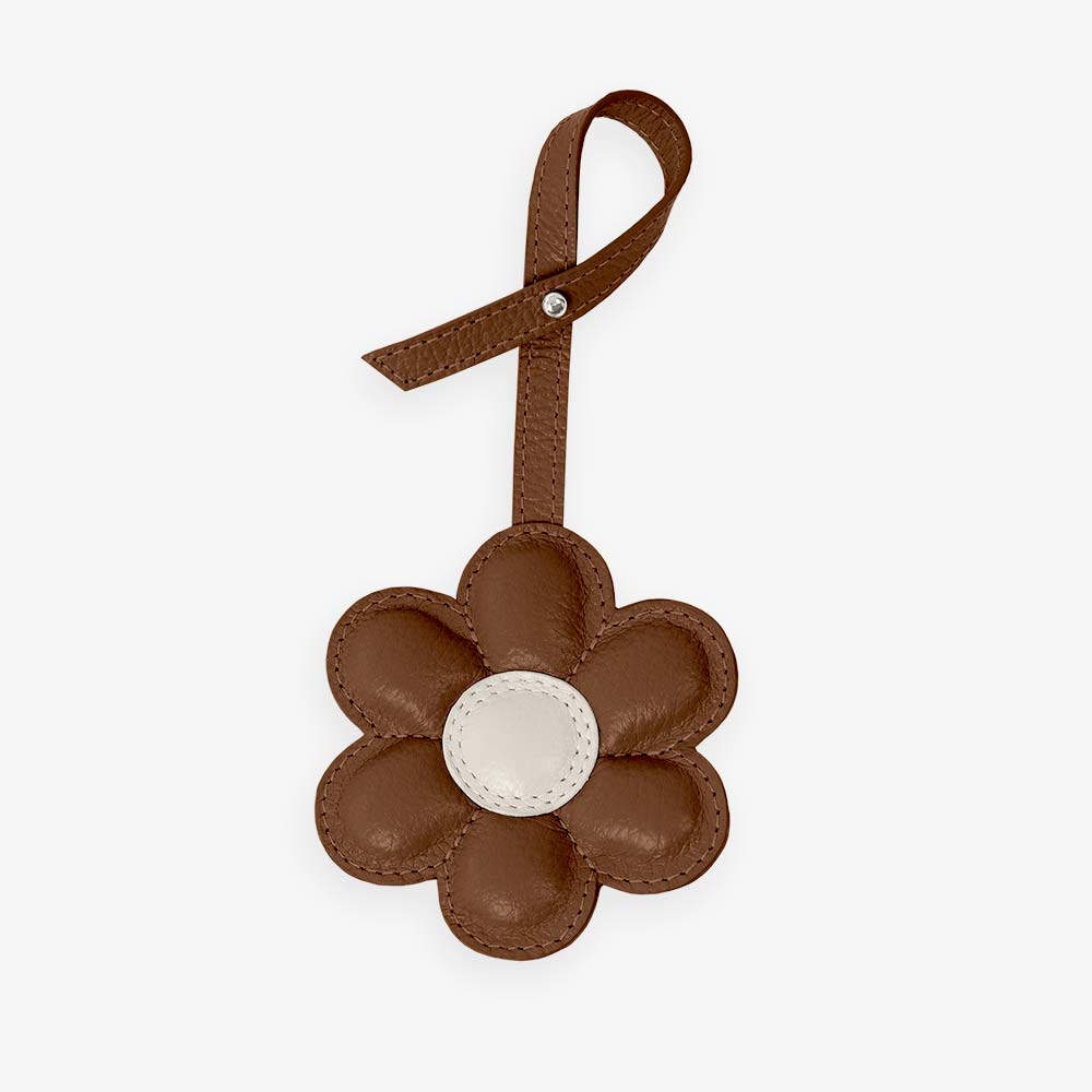 Charm Flor em Couro Legítimo | Pingente de Bolsa