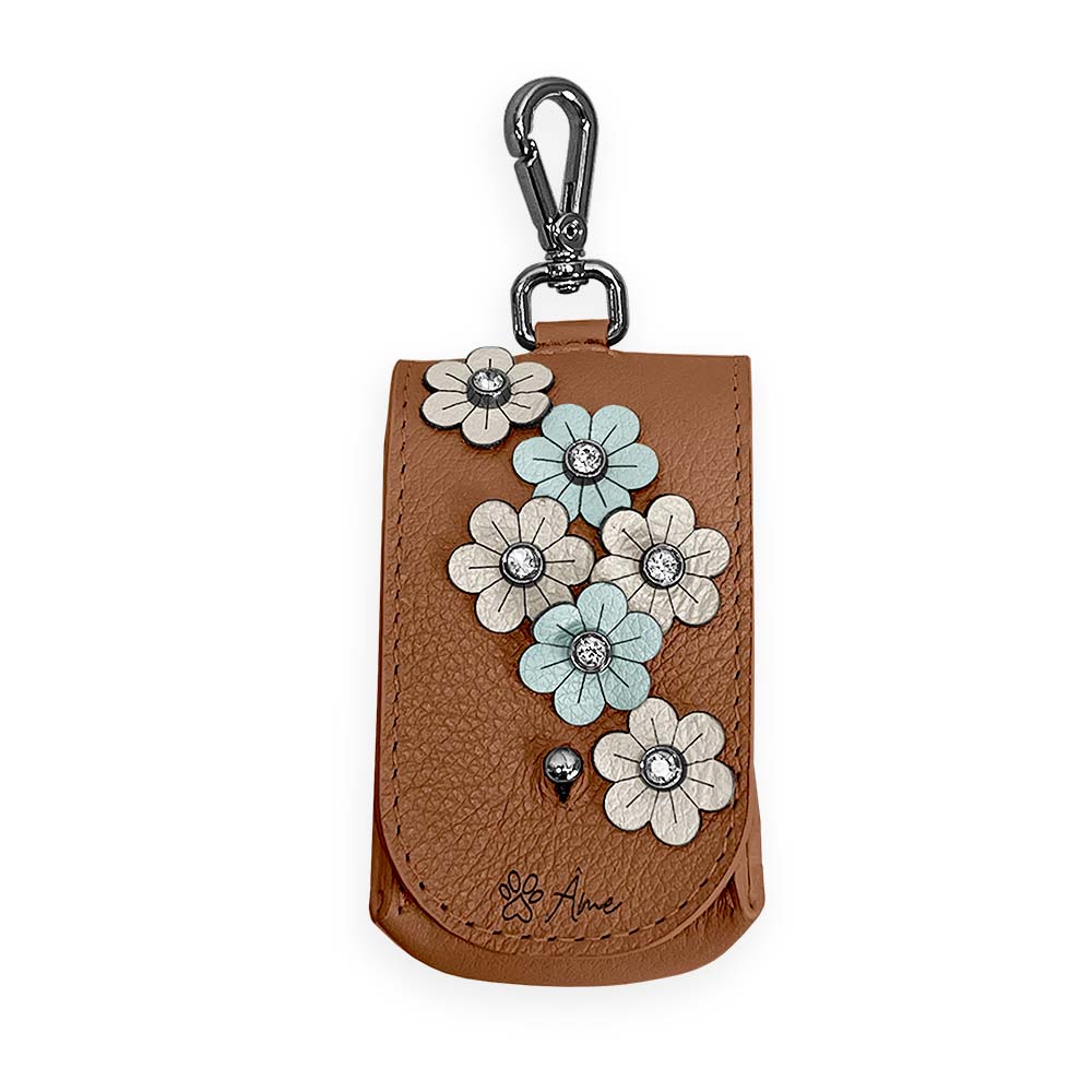 Porta Saquinhos Higiênicos de Couro com Flores | Prímula