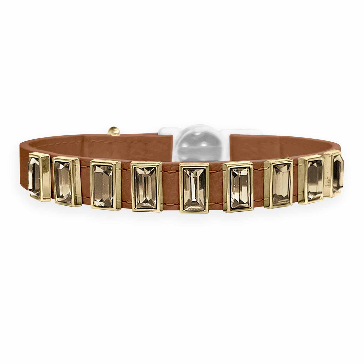 Coleira para Gato em Couro com Strass Retangular | Ivy