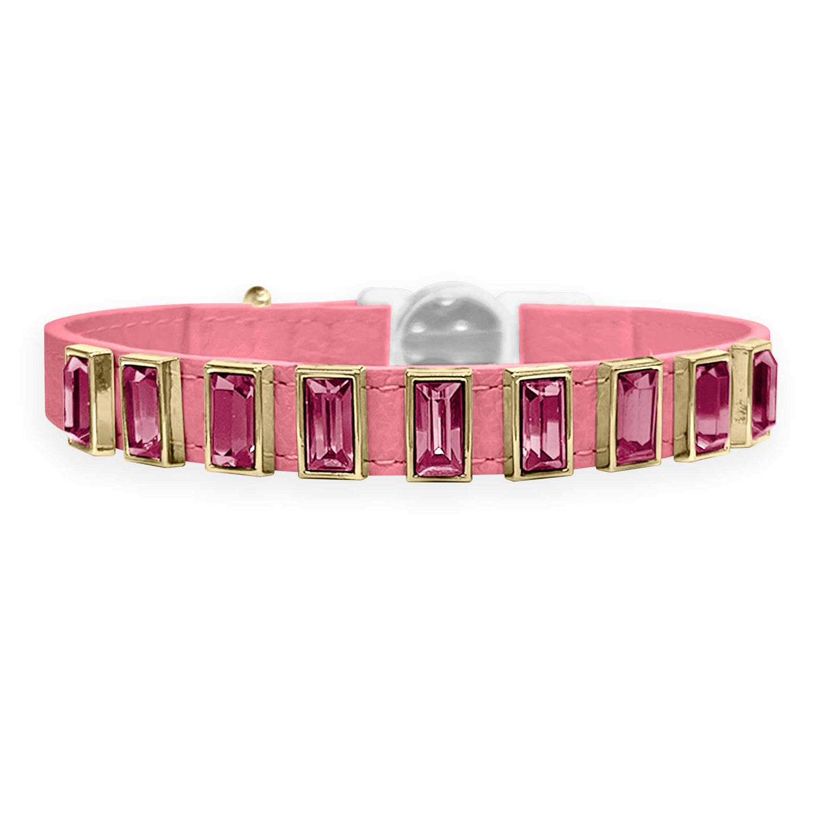 Coleira para Gato em Couro com Strass Retangular | Ivy