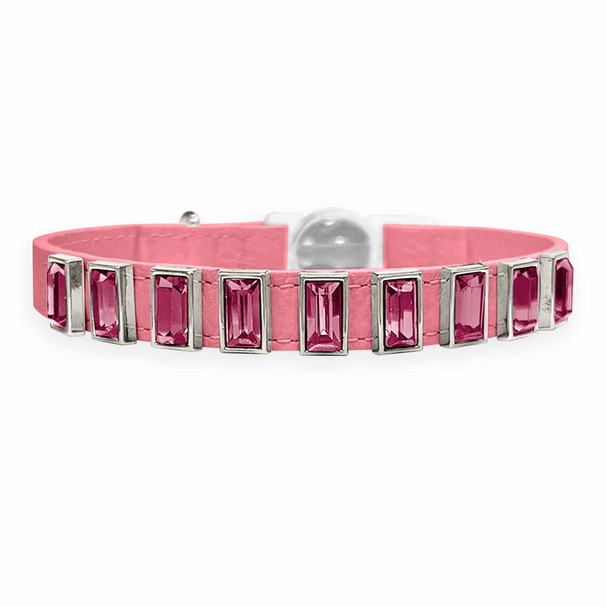 Coleira para Gato em Couro com Strass Retangular | Ivy