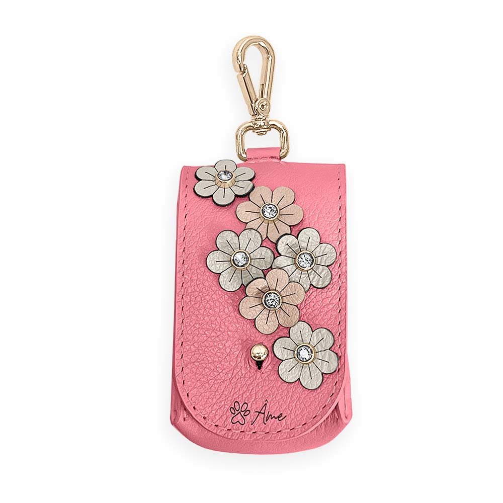 Porta Saquinhos Higiênicos de Couro com Flores | Prímula