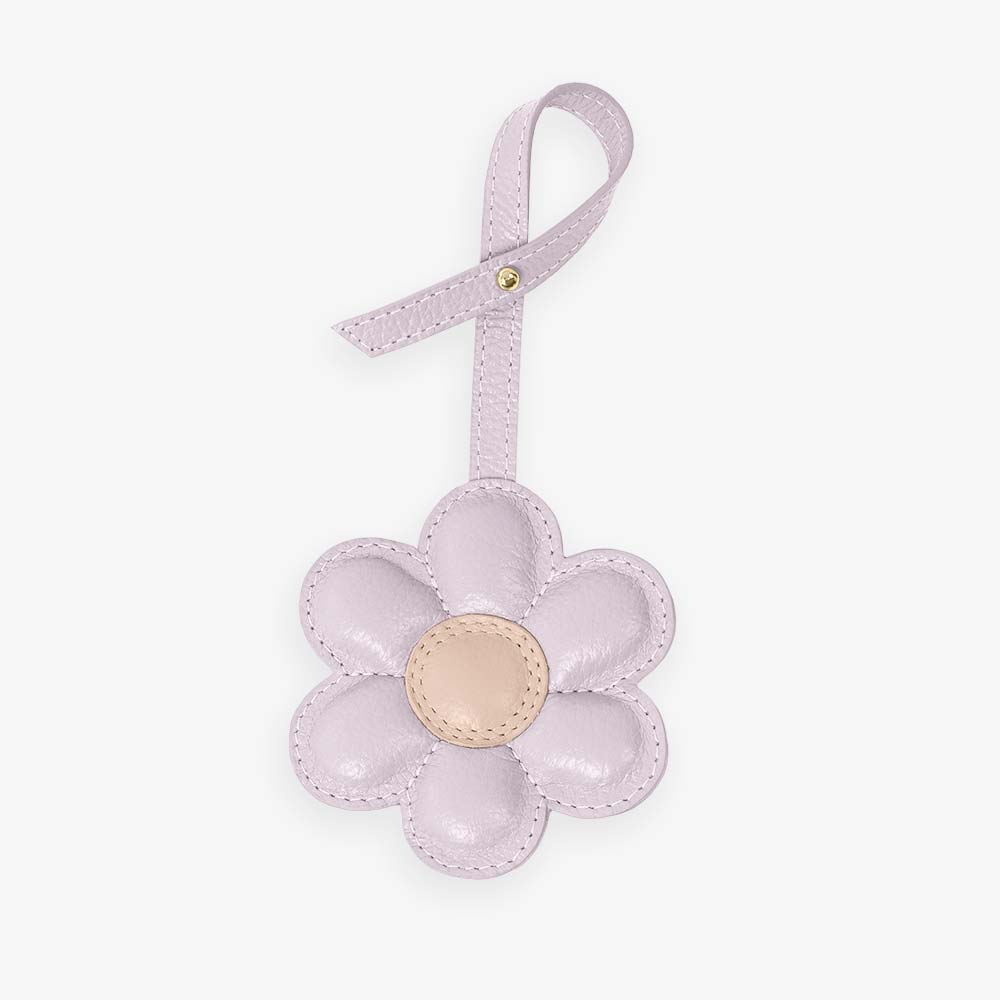 Charm Flor em Couro Legítimo | Pingente de Bolsa