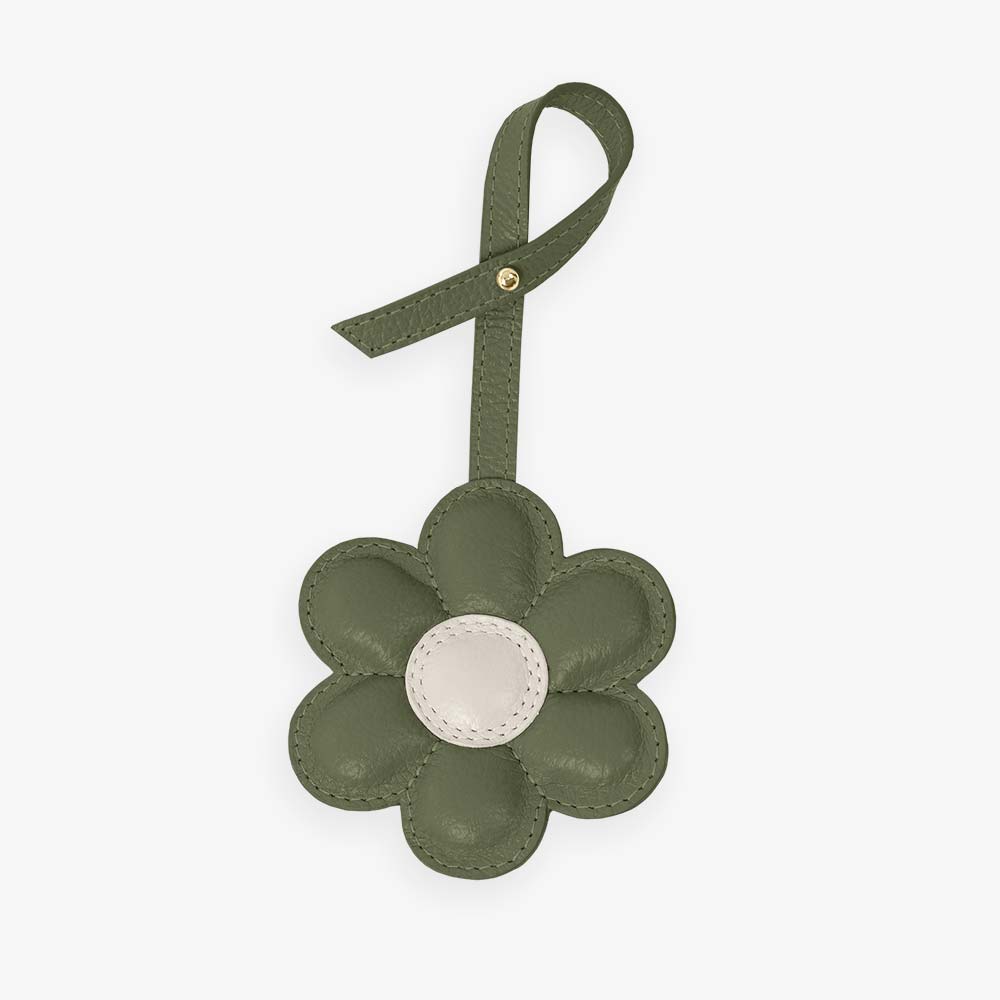 Charm Flor em Couro Legítimo | Pingente de Bolsa