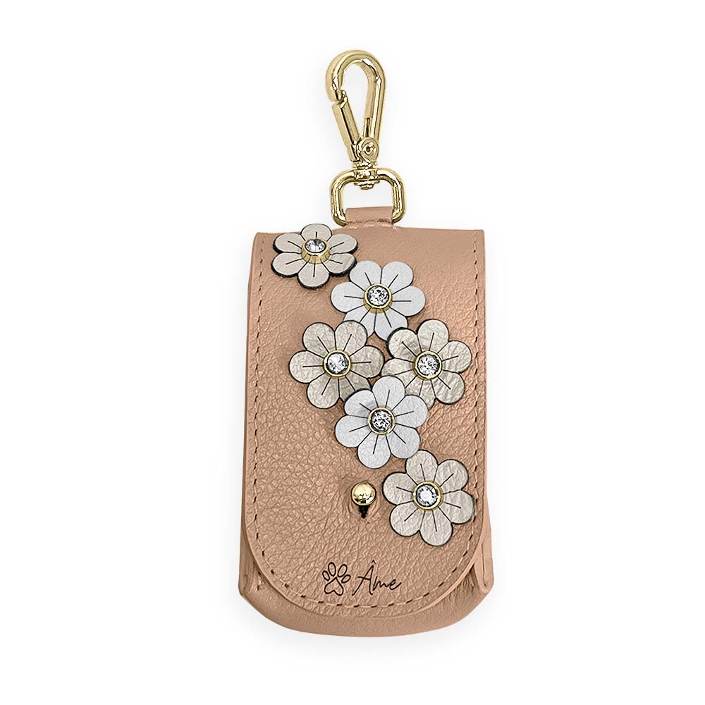 Porta Saquinhos Higiênicos de Couro com Flores | Prímula