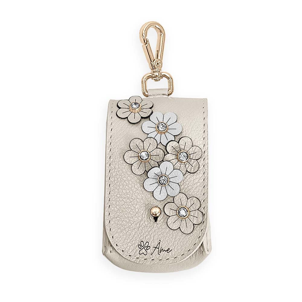 Porta Saquinhos Higiênicos de Couro com Flores | Prímula