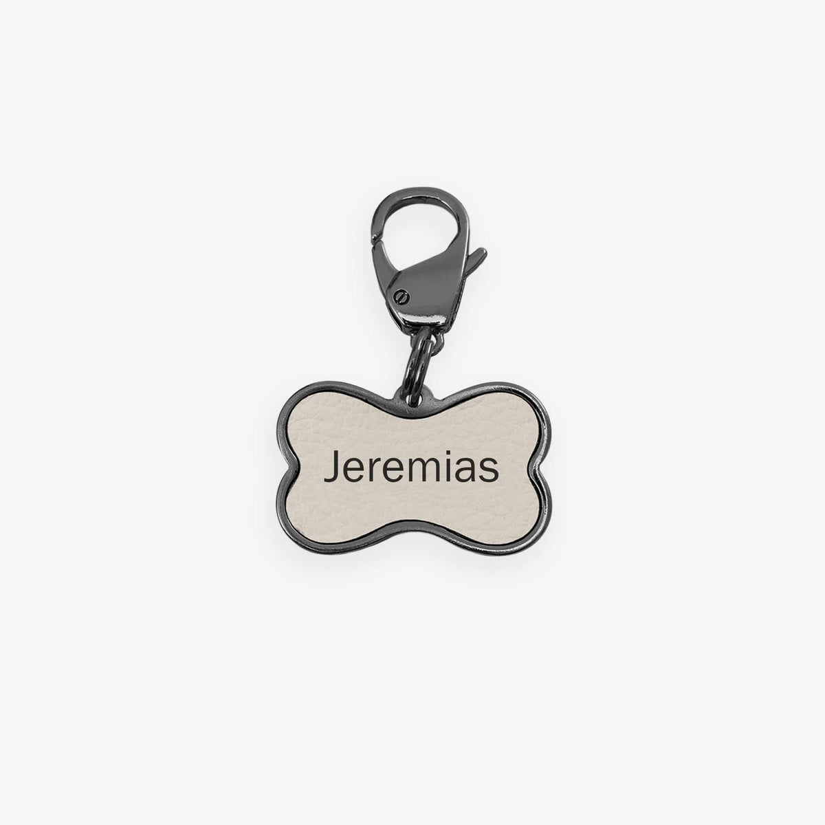 Pingente de Identificação para Pet Metal com Couro - Off White