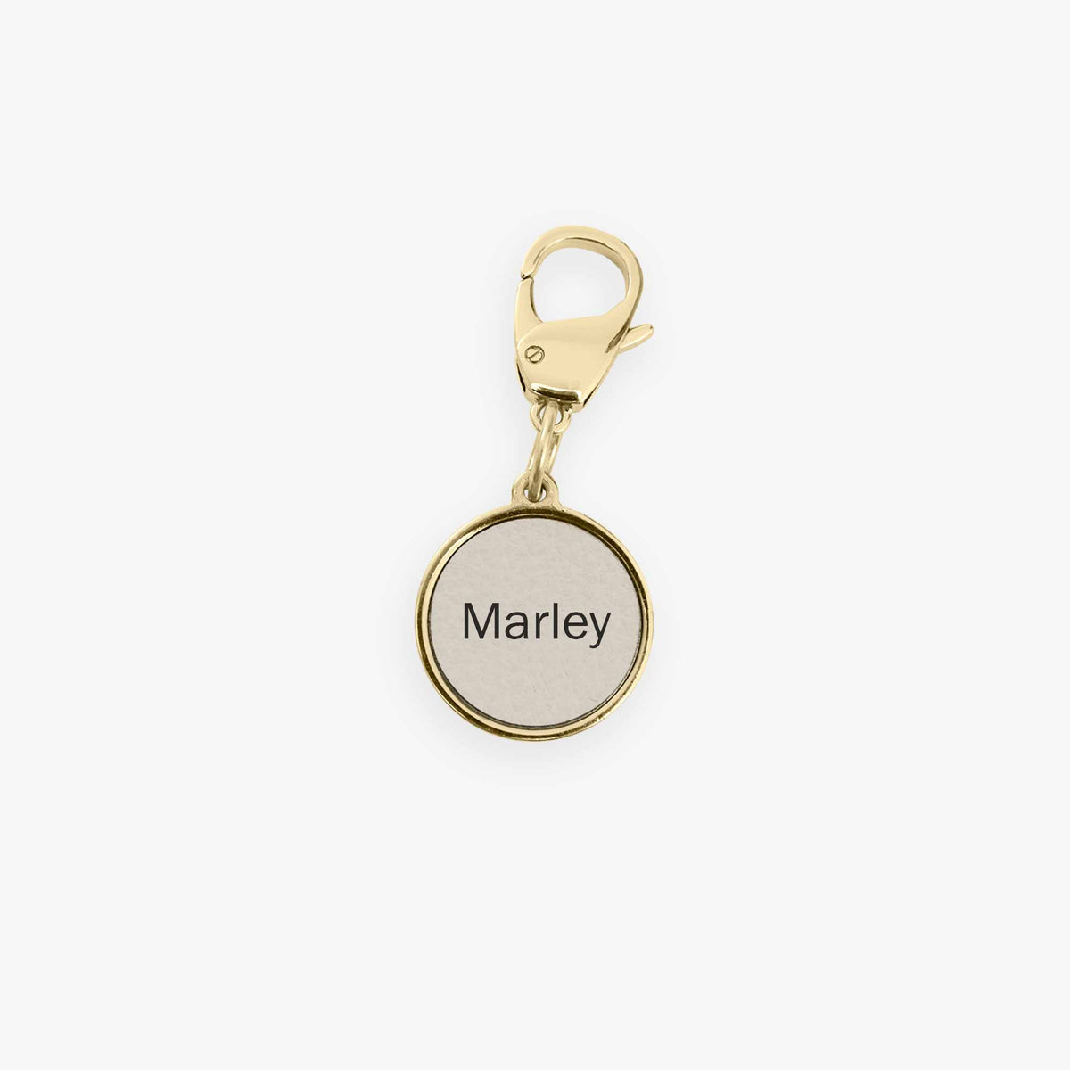 Pingente de Identificação para Pet Metal com Couro - Off White