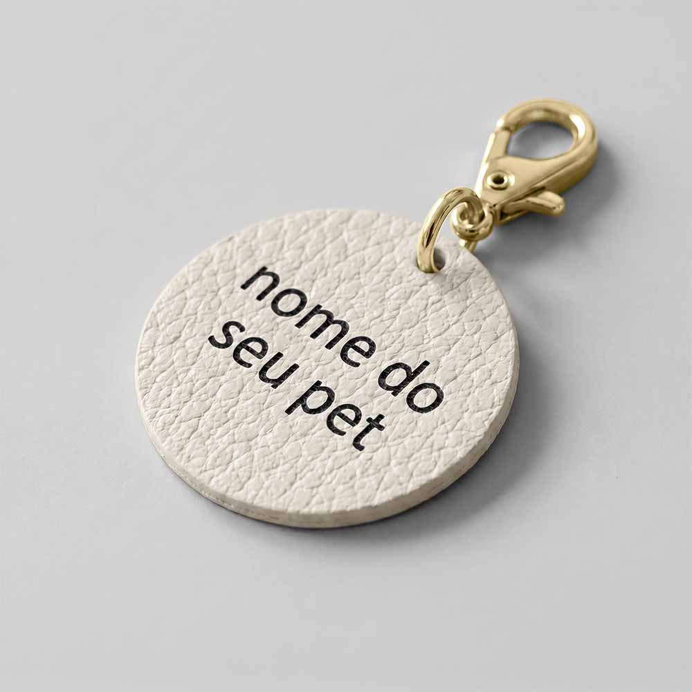 Pingente de Identificação para Pet Couro - Off White