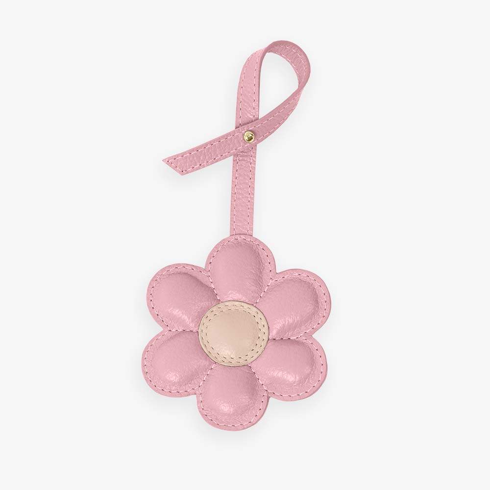 Charm Flor em Couro Legítimo | Pingente de Bolsa