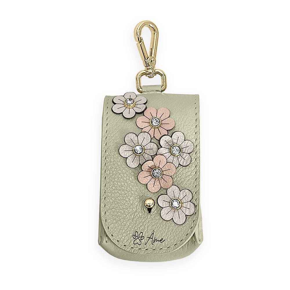 Porta Saquinhos Higiênicos de Couro com Flores | Prímula