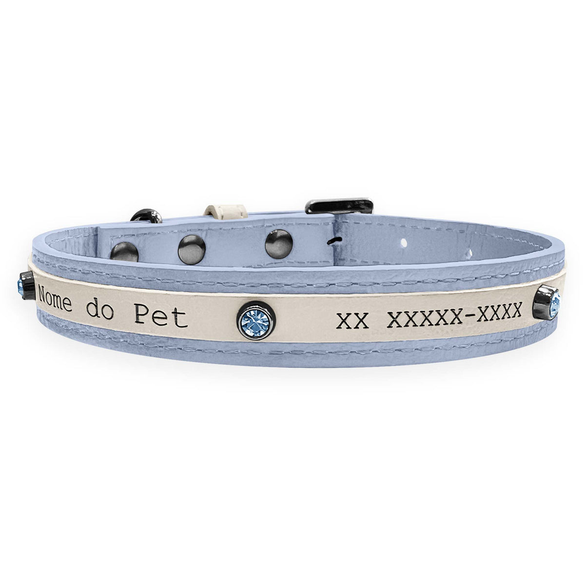 Coleira Personalizada para Cachorro com Strass | Aloha