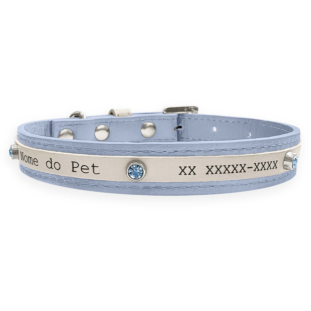 Coleira Personalizada para Cachorro com Strass | Aloha