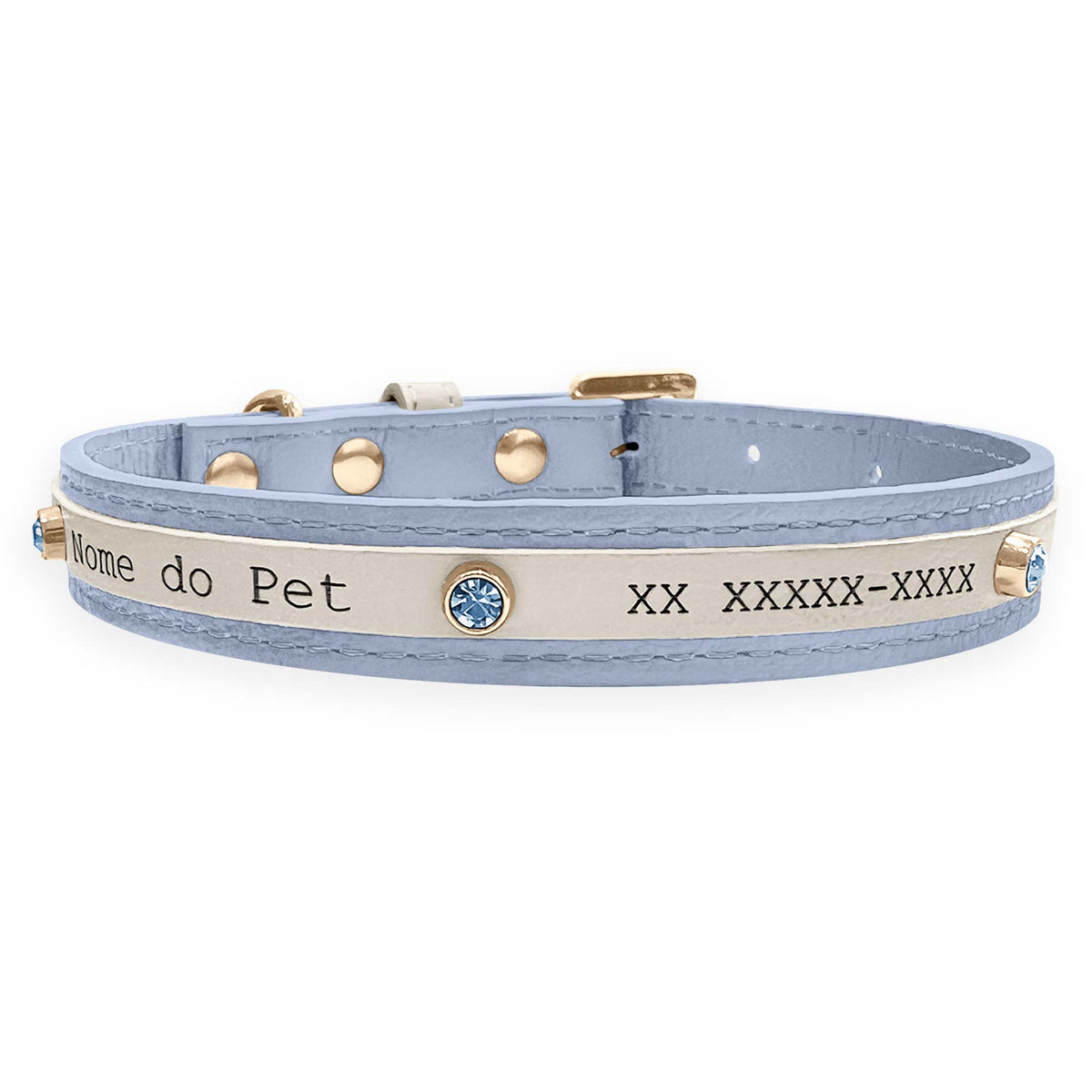 Coleira Personalizada para Cachorro com Strass | Aloha