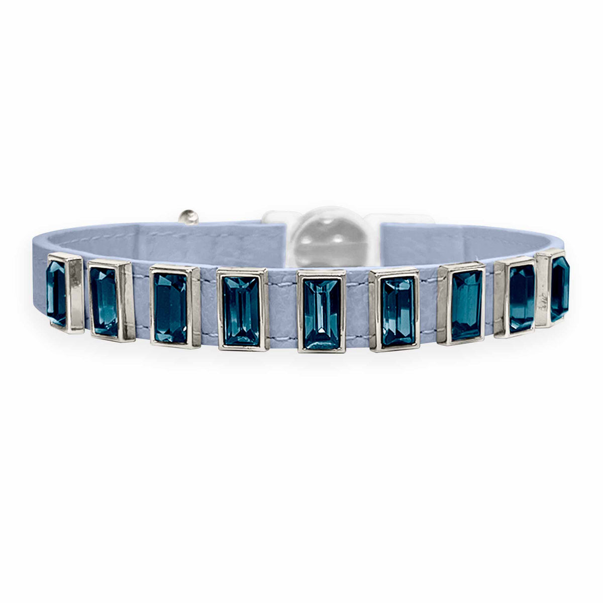 Coleira para Gato em Couro com Strass Retangular | Ivy