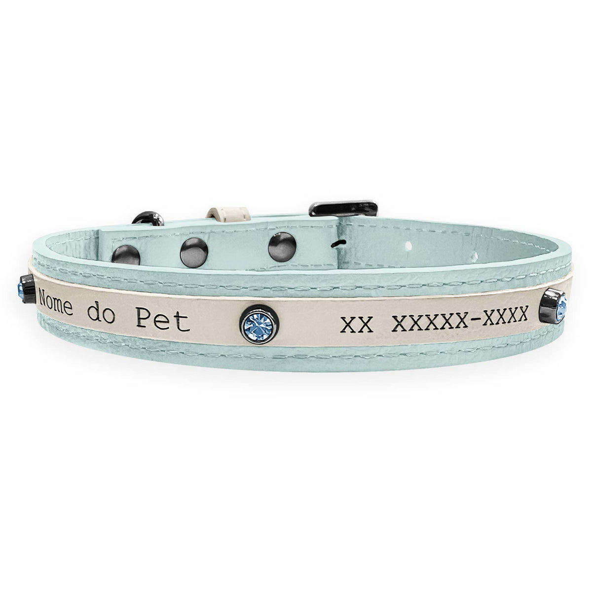 Coleira Personalizada para Cachorro com Strass | Aloha