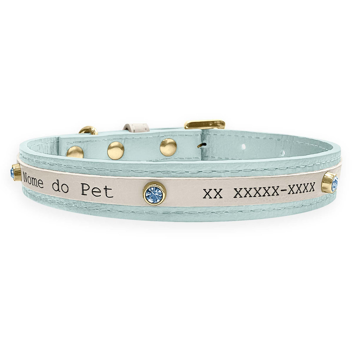 Coleira Personalizada para Cachorro com Strass | Aloha