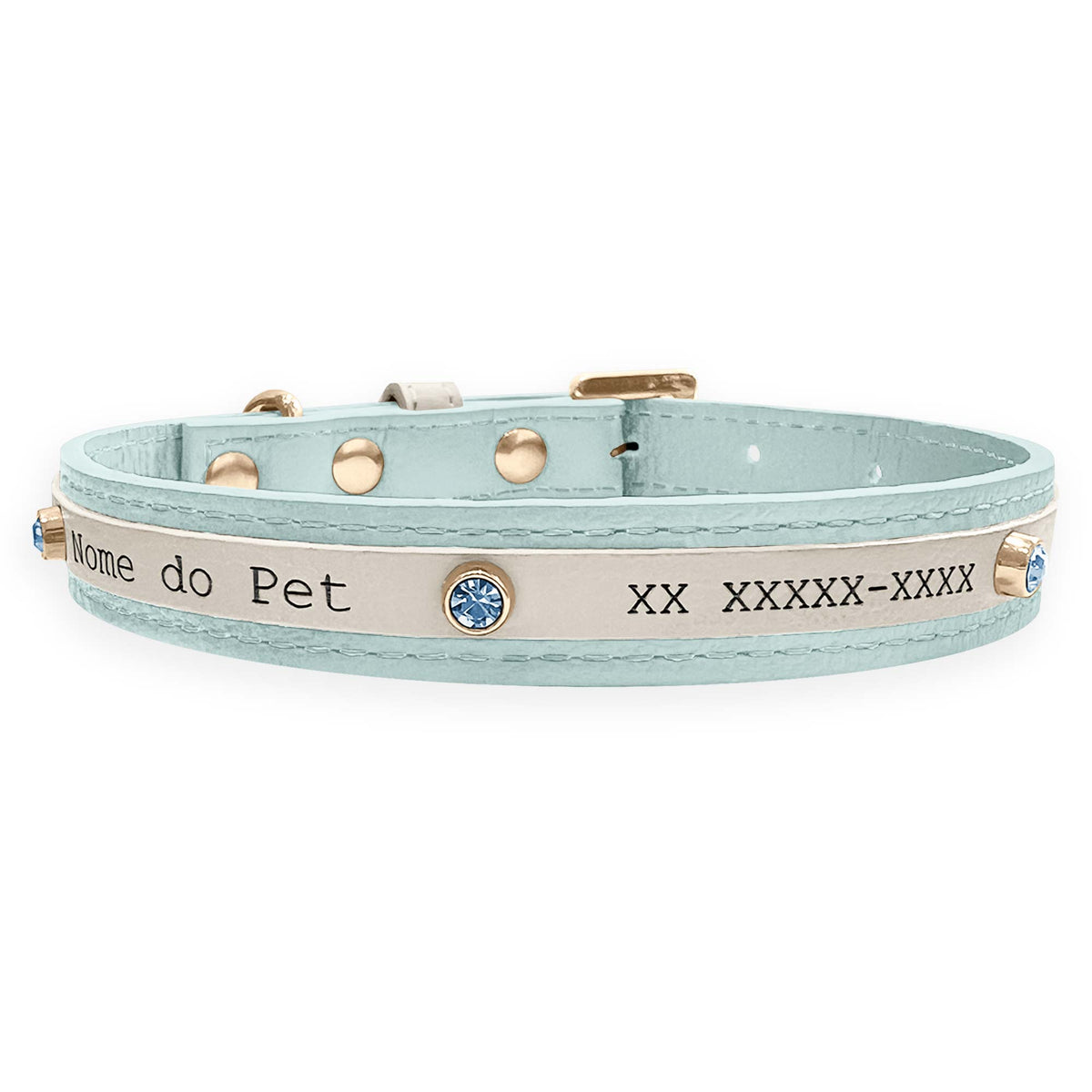 Coleira Personalizada para Cachorro com Strass | Aloha