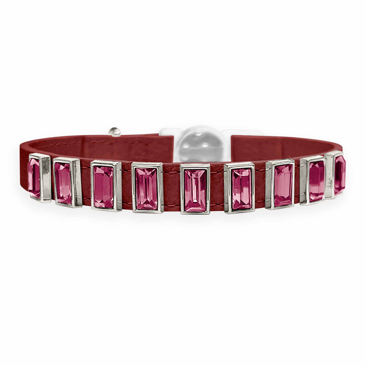 Coleira para Gato em Couro com Strass Retangular | Ivy