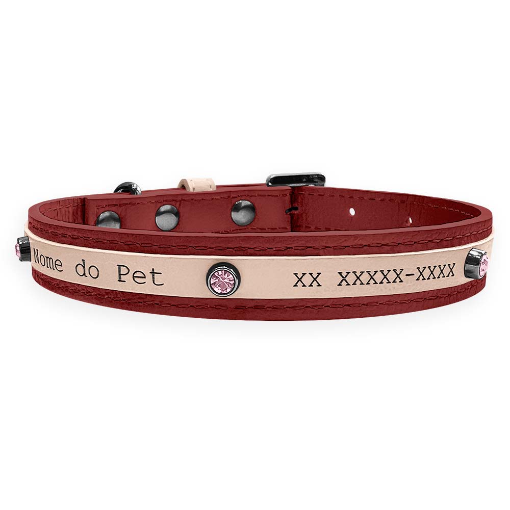 Coleira Personalizada para Cachorro com Strass | Aloha