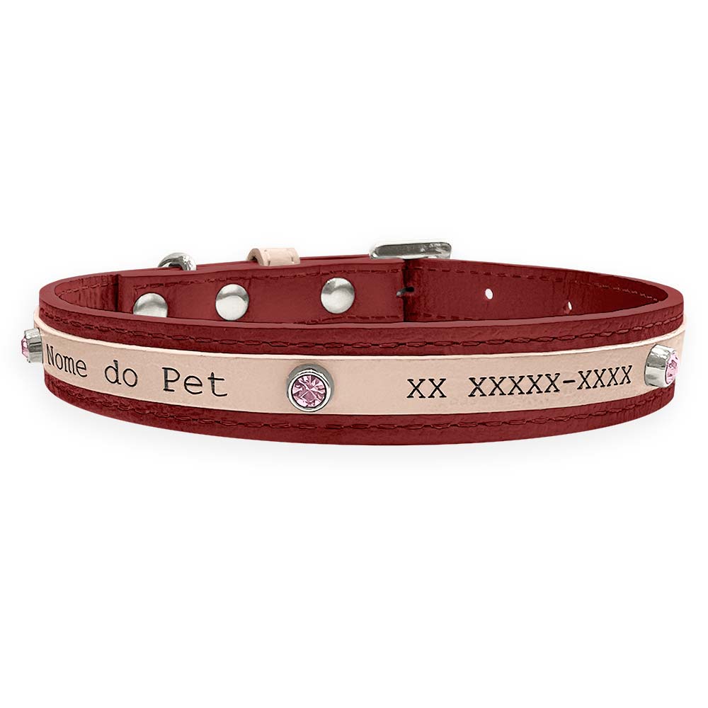 Coleira Personalizada para Cachorro com Strass | Aloha