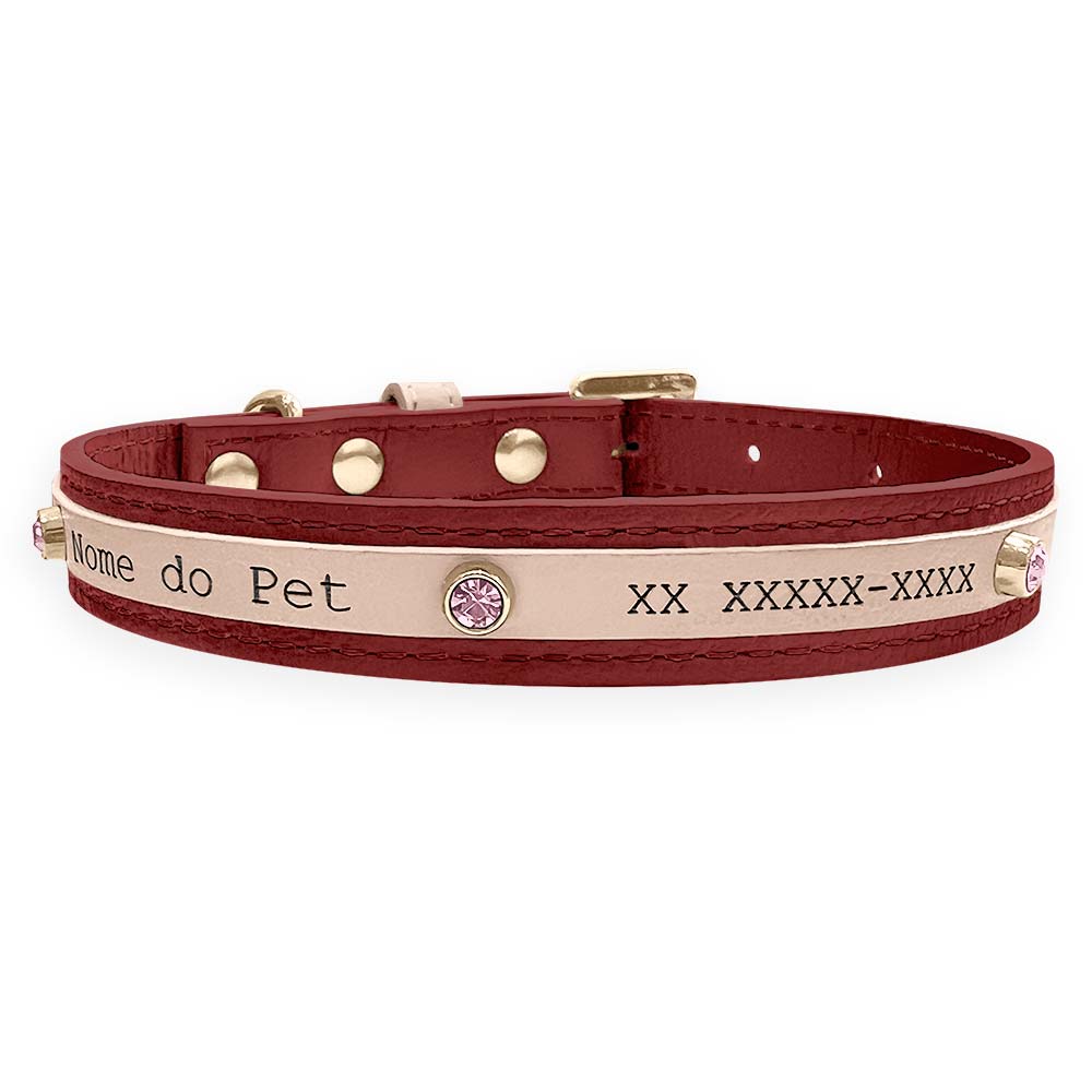 Coleira Personalizada para Cachorro com Strass | Aloha