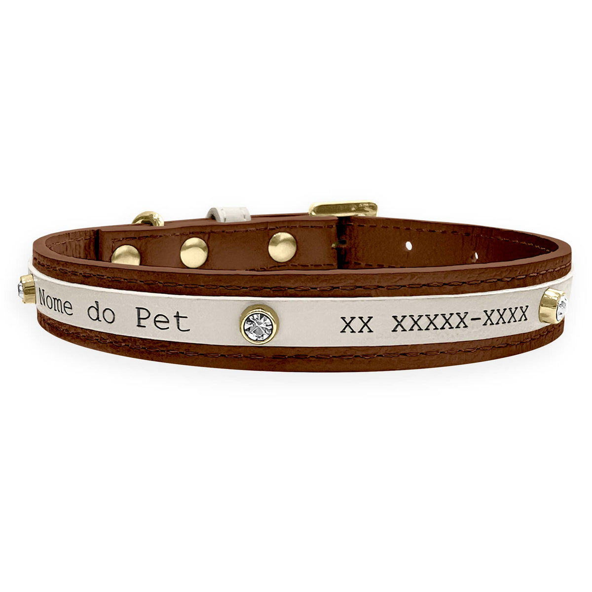 Coleira Personalizada para Cachorro com Strass | Aloha