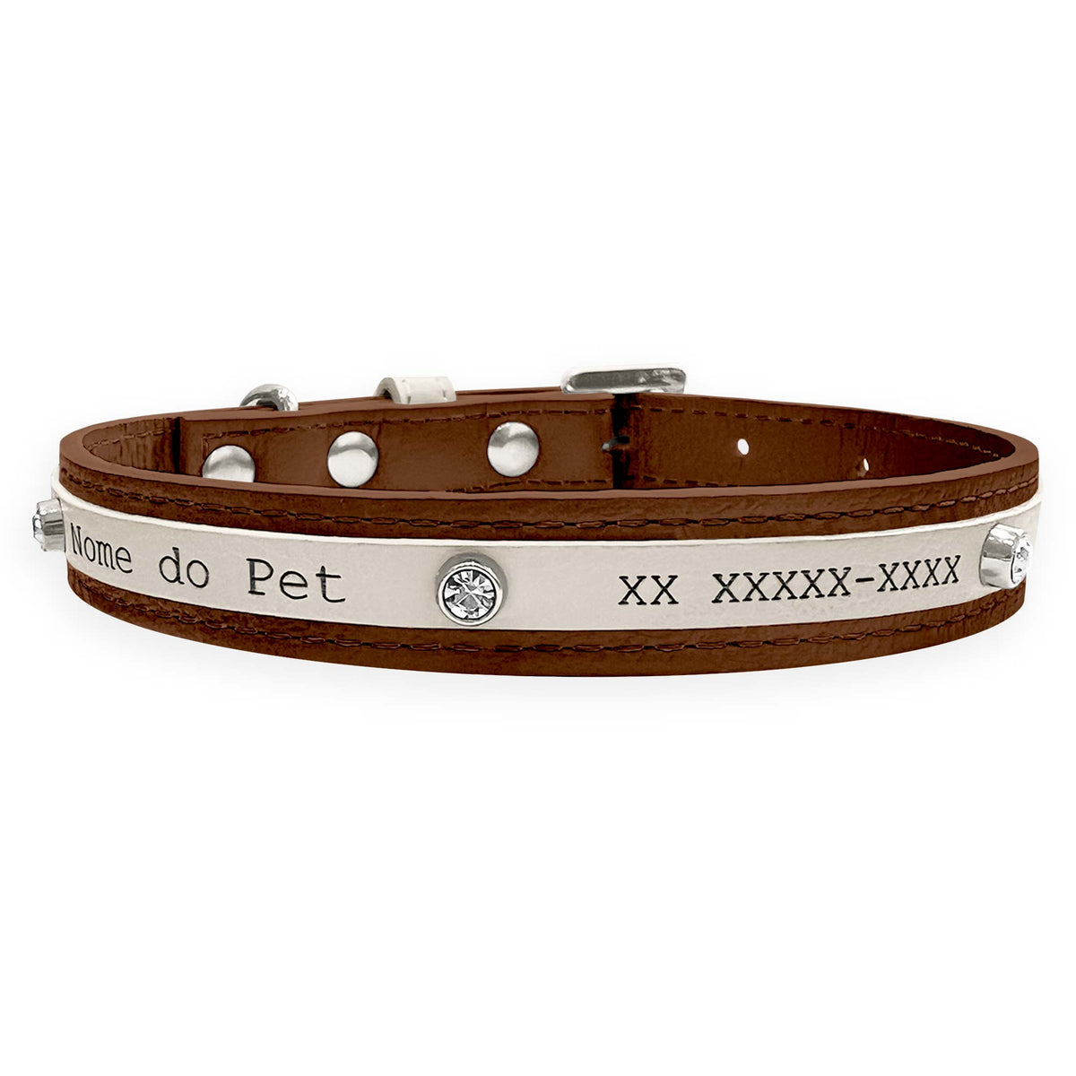 Coleira Personalizada para Cachorro com Strass | Aloha