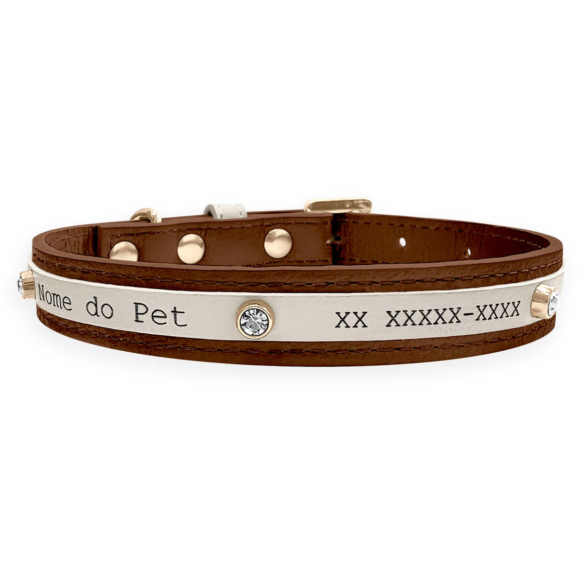 Coleira Personalizada para Cachorro com Strass | Aloha