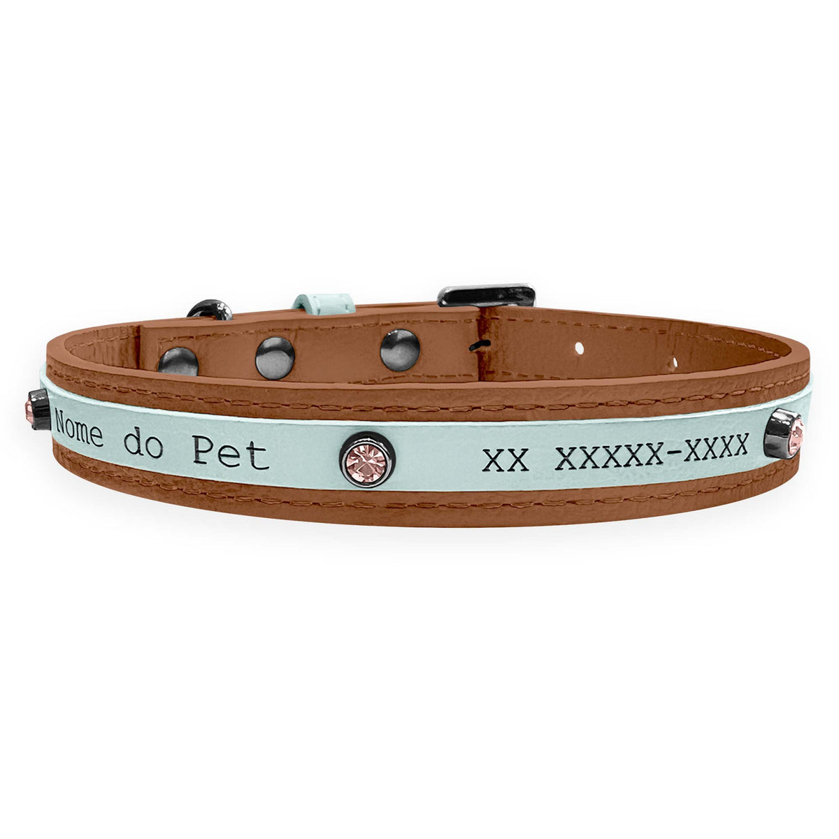 Coleira Personalizada para Cachorro com Strass | Aloha