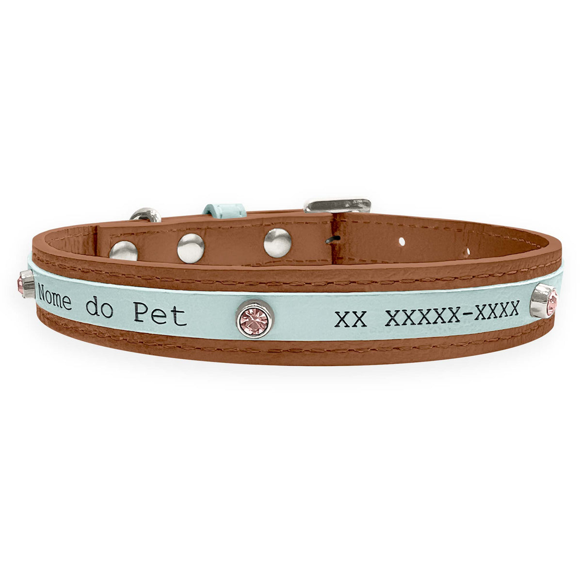 Coleira Personalizada para Cachorro com Strass | Aloha