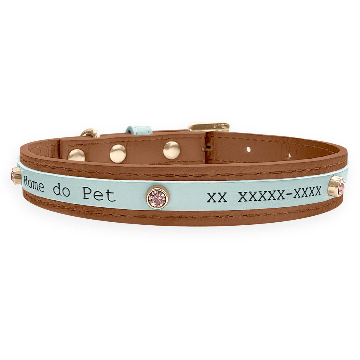 Coleira Personalizada para Cachorro com Strass | Aloha