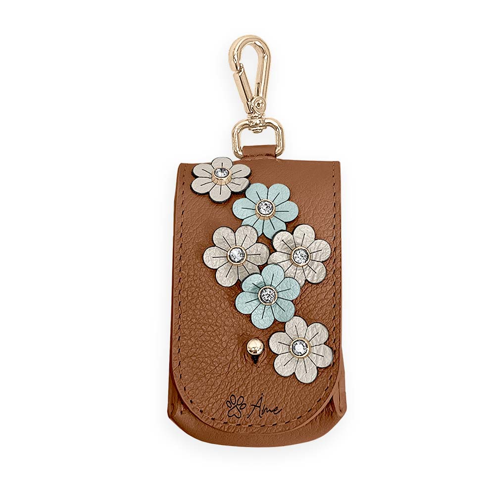 Porta Saquinhos Higiênicos de Couro com Flores | Prímula