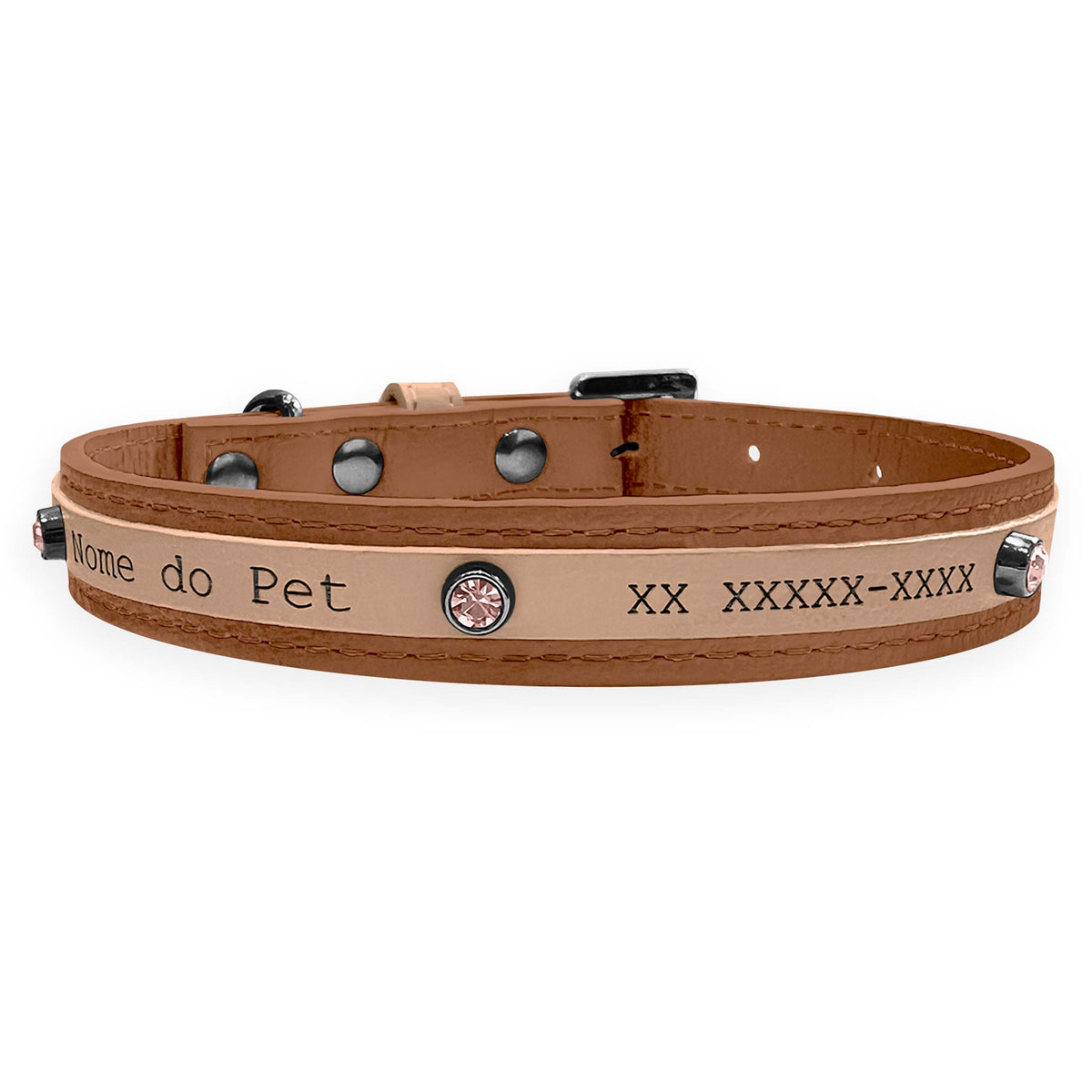 Coleira Personalizada para Cachorro com Strass | Aloha