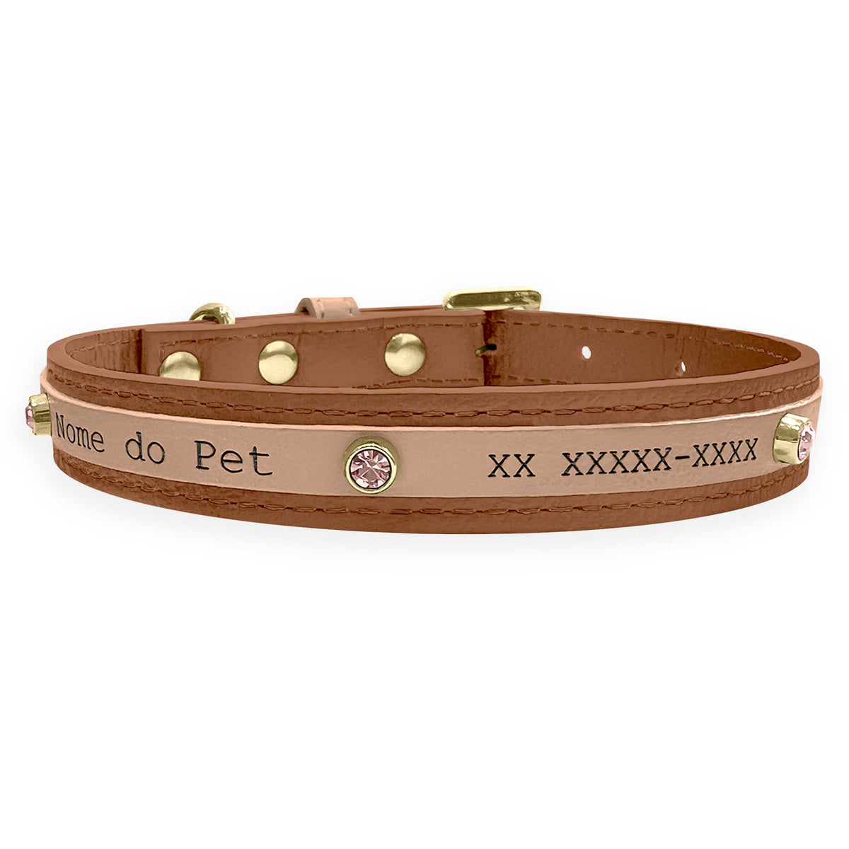 Coleira Personalizada para Cachorro com Strass | Aloha
