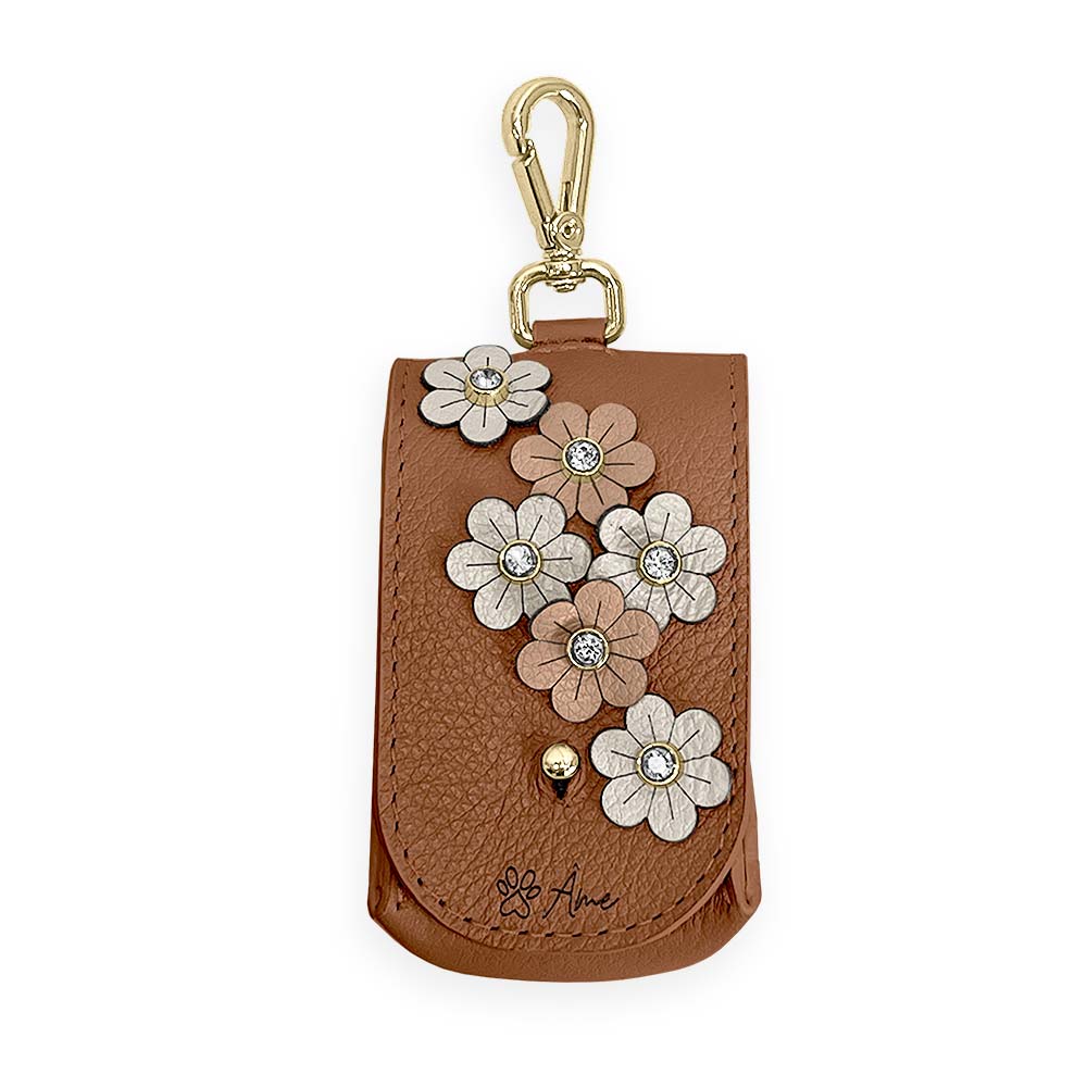 Porta Saquinhos Higiênicos de Couro com Flores | Prímula