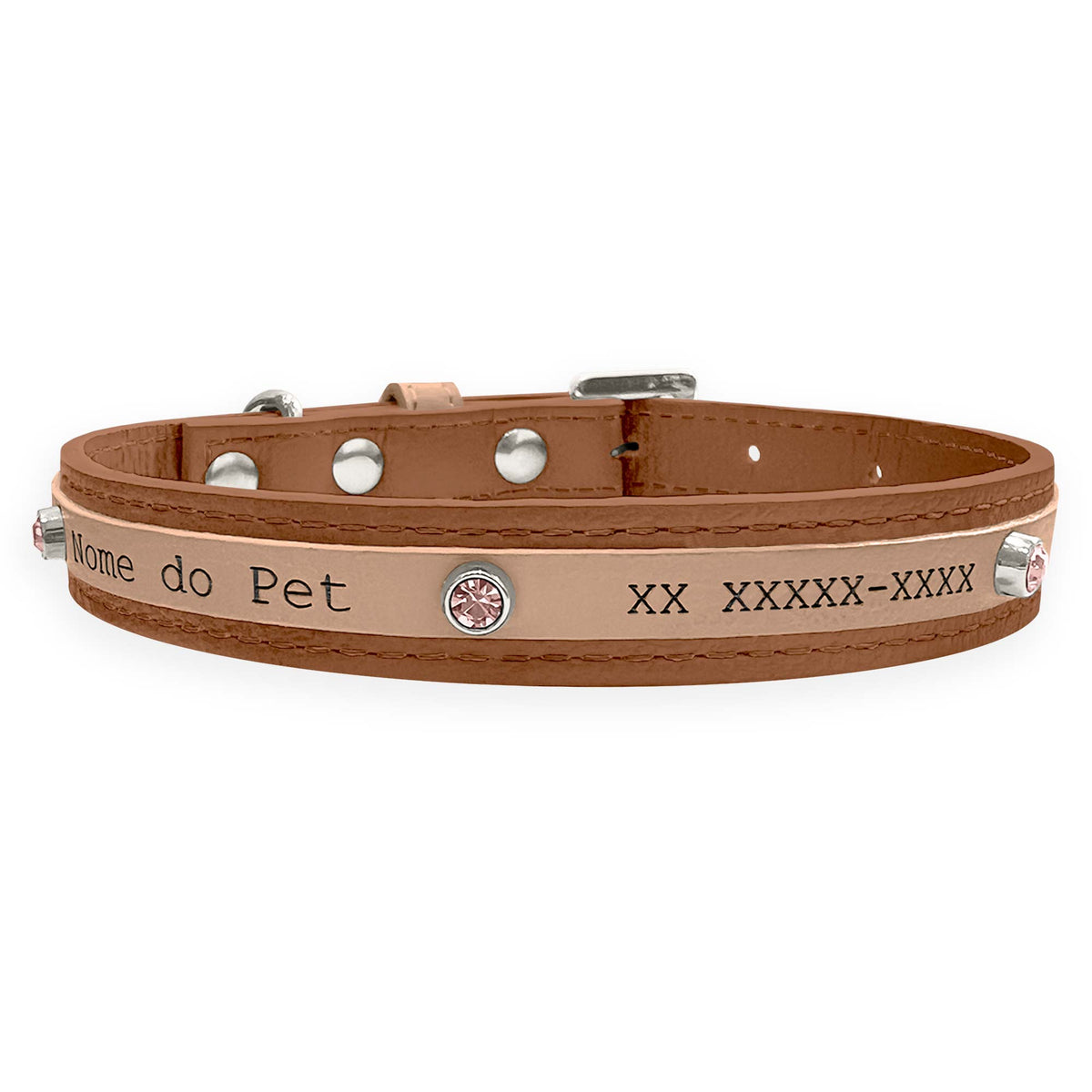 Coleira Personalizada para Cachorro com Strass | Aloha