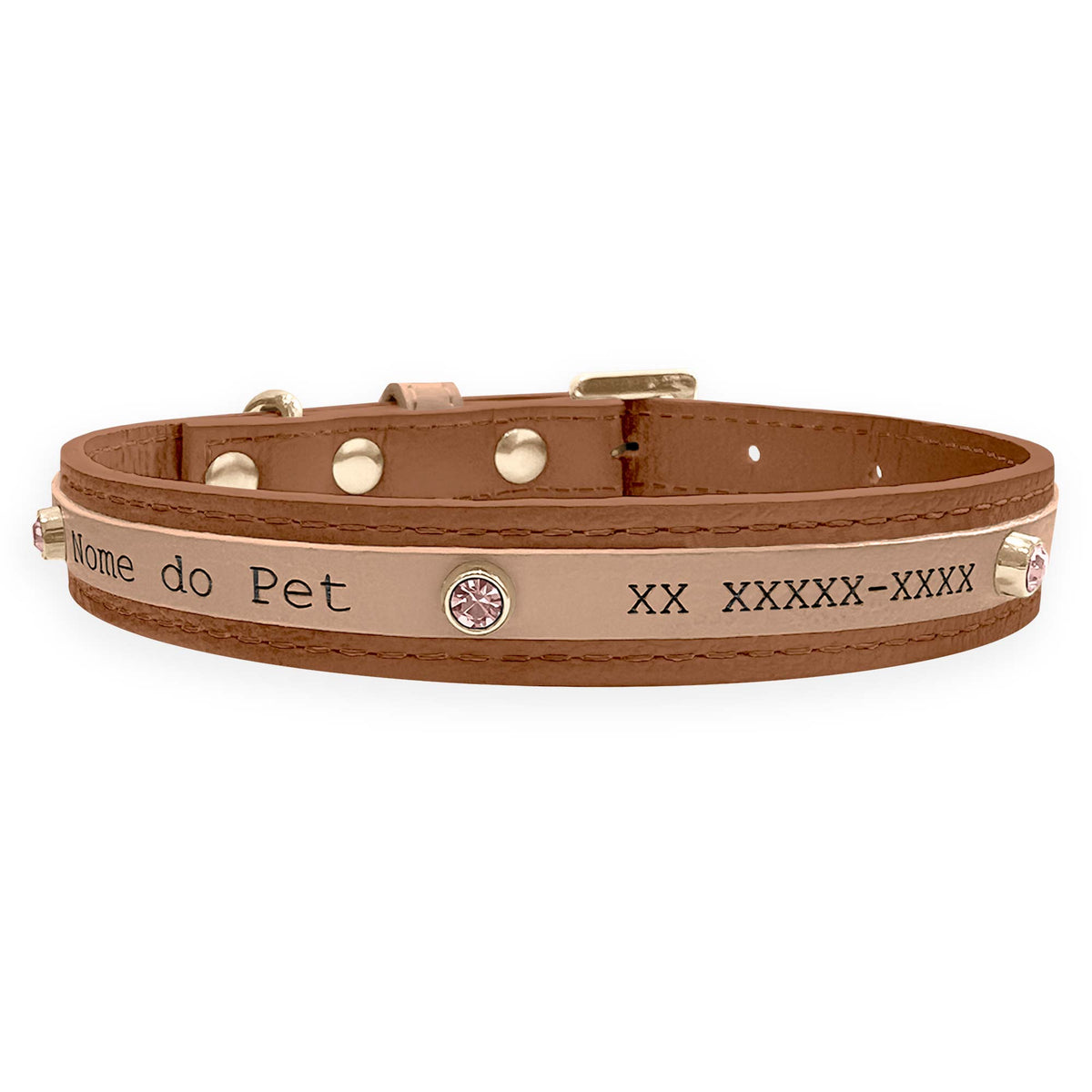 Coleira Personalizada para Cachorro com Strass | Aloha