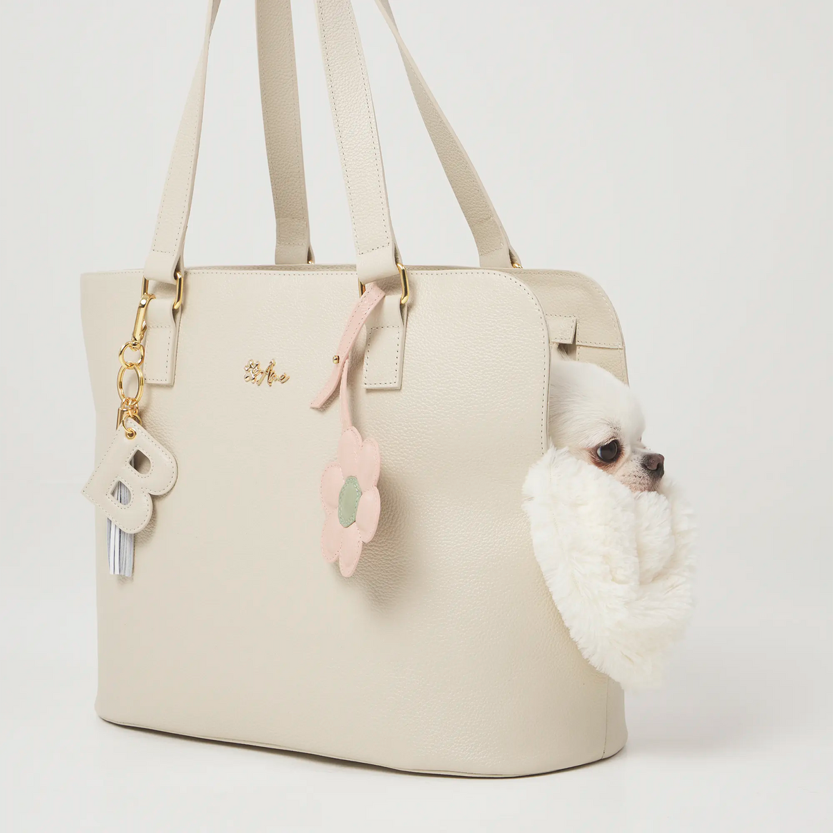Charm Flor em Couro Legítimo | Pingente de Bolsa