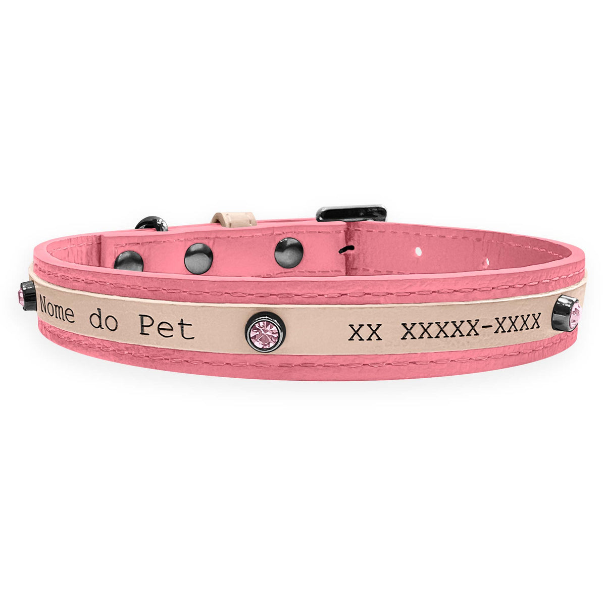 Coleira Personalizada para Cachorro com Strass | Aloha