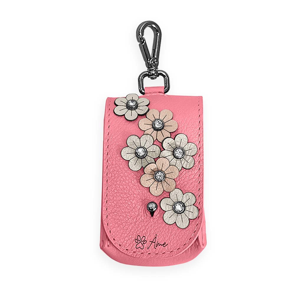 Porta Saquinhos Higiênicos de Couro com Flores | Prímula
