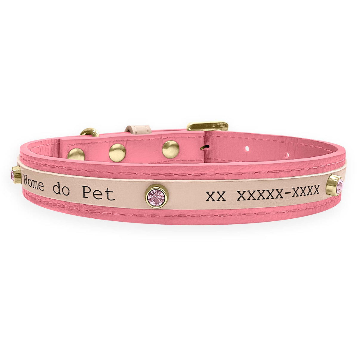 Coleira Personalizada para Cachorro com Strass | Aloha