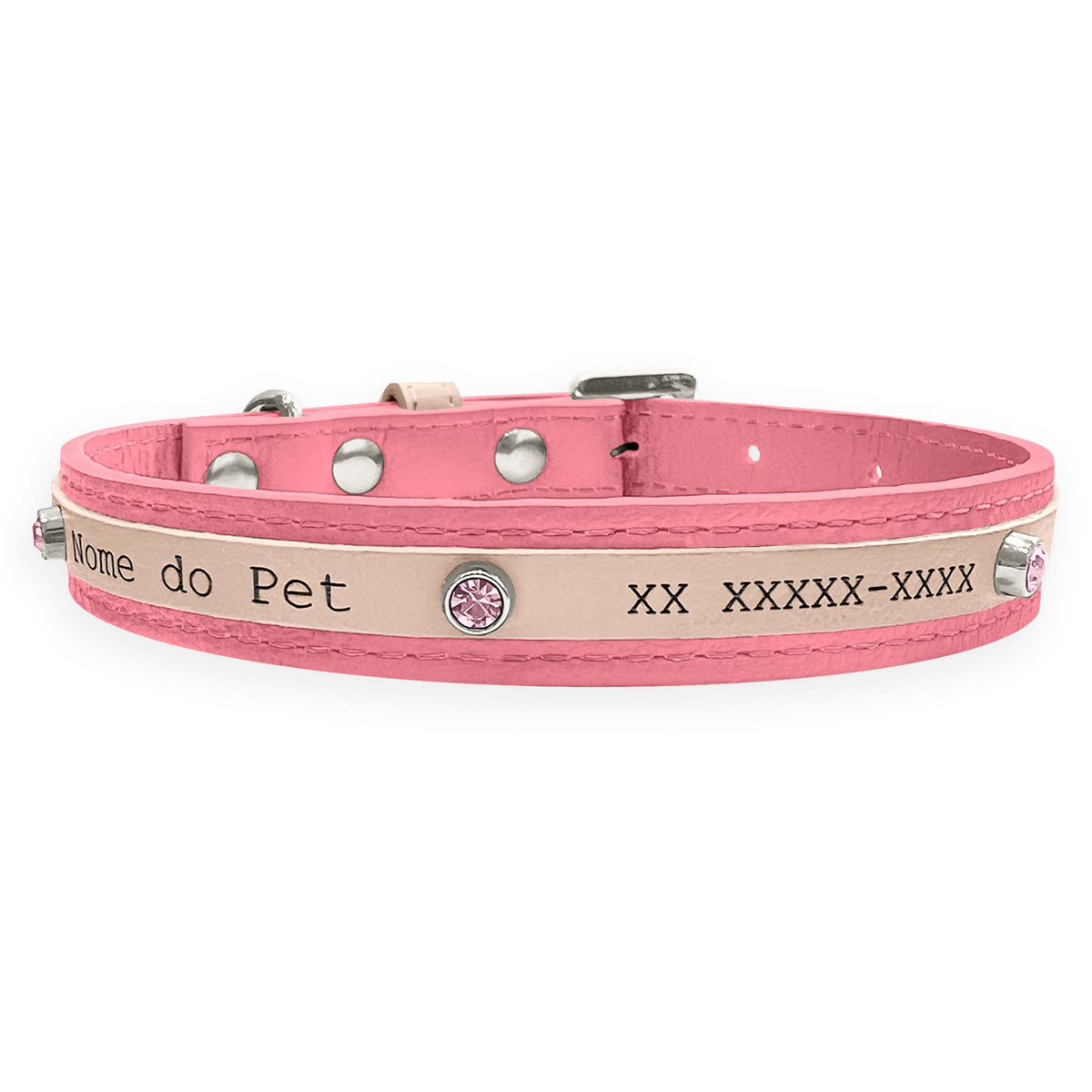 Coleira Personalizada para Cachorro com Strass | Aloha