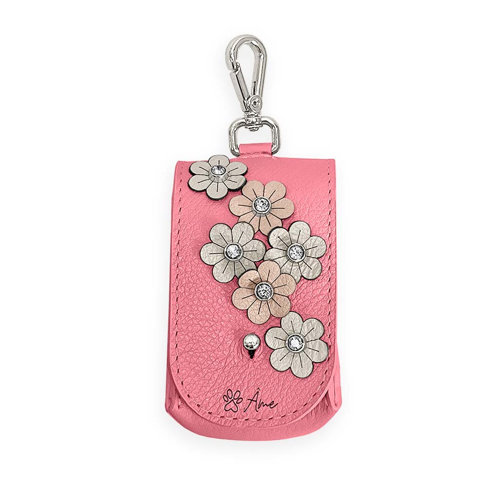 Porta Saquinhos Higiênicos de Couro com Flores | Prímula