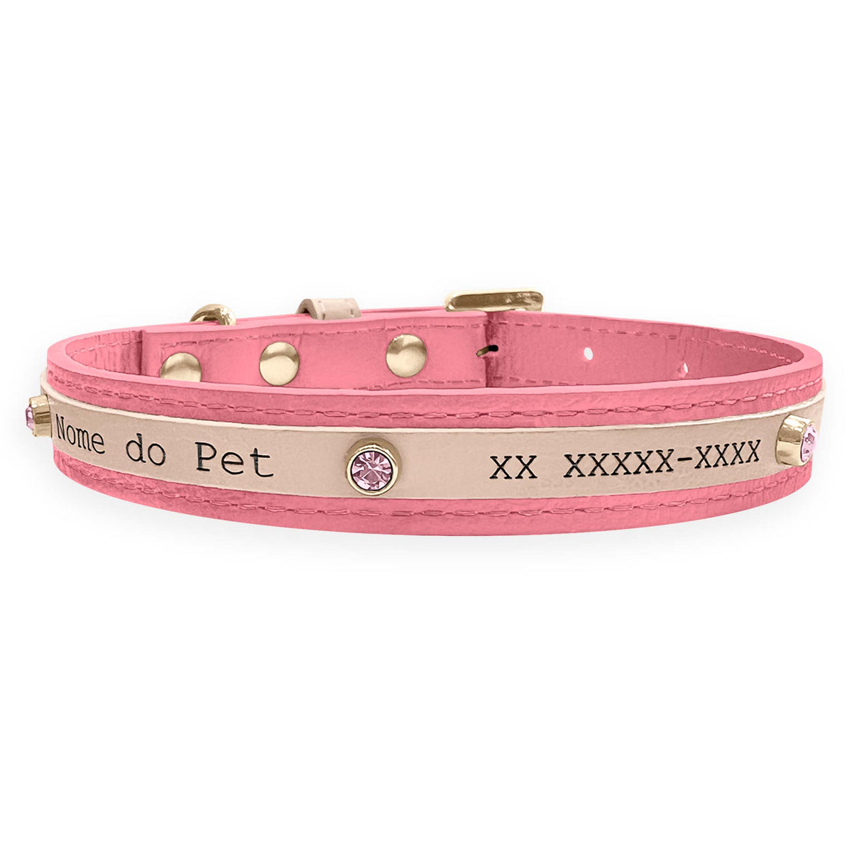 Coleira Personalizada para Cachorro com Strass | Aloha