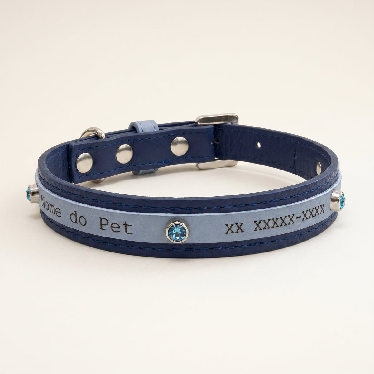 Coleira Personalizada para Cachorro com Strass | Aloha