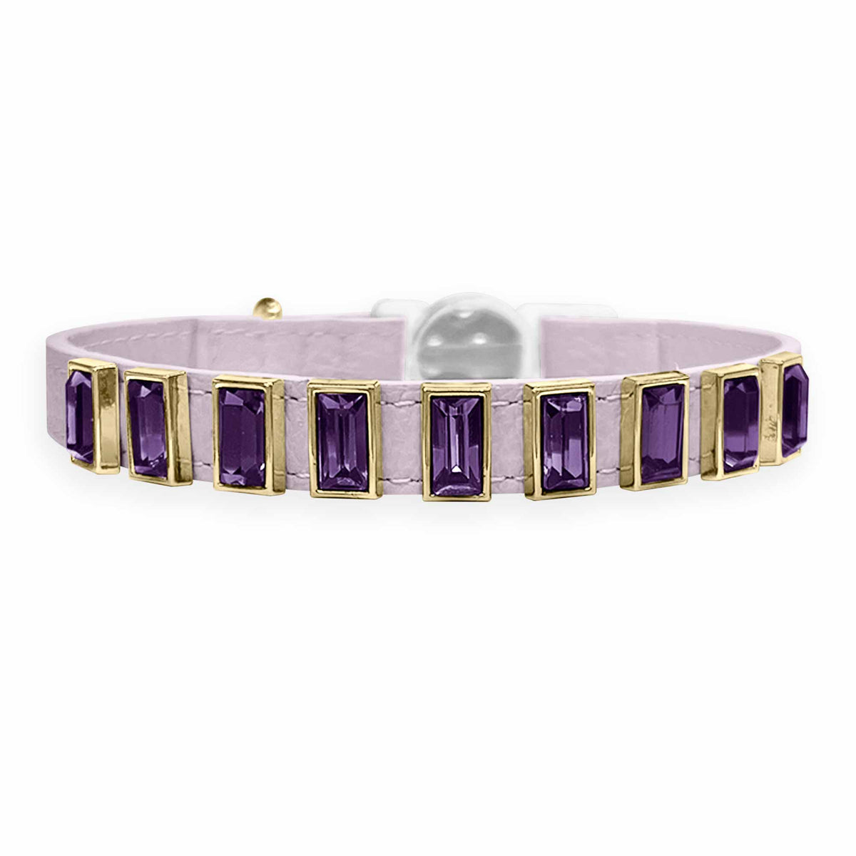 Coleira para Gato em Couro com Strass Retangular | Ivy